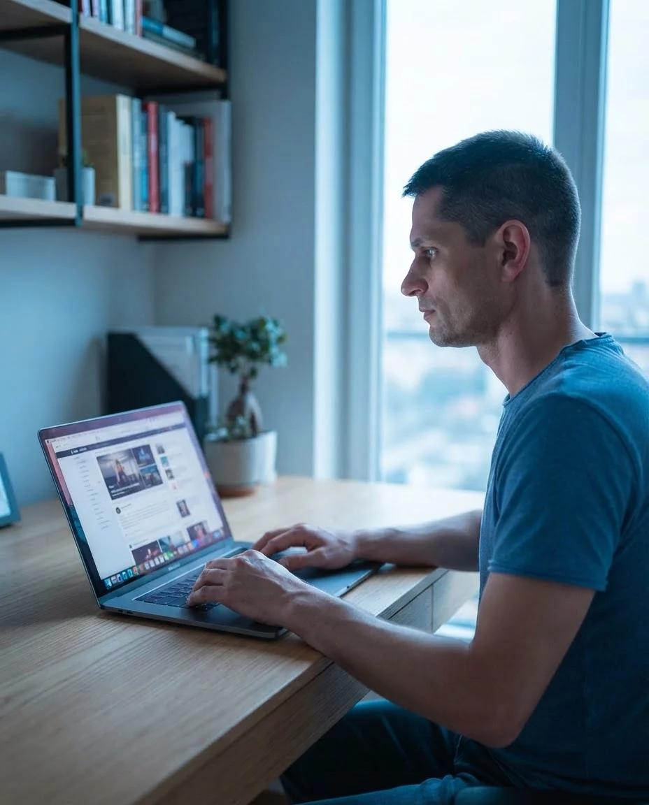 Webdesigner aus Backnang am Arbeitsplatz Webdesigner aus Backnang am Arbeitsplatz